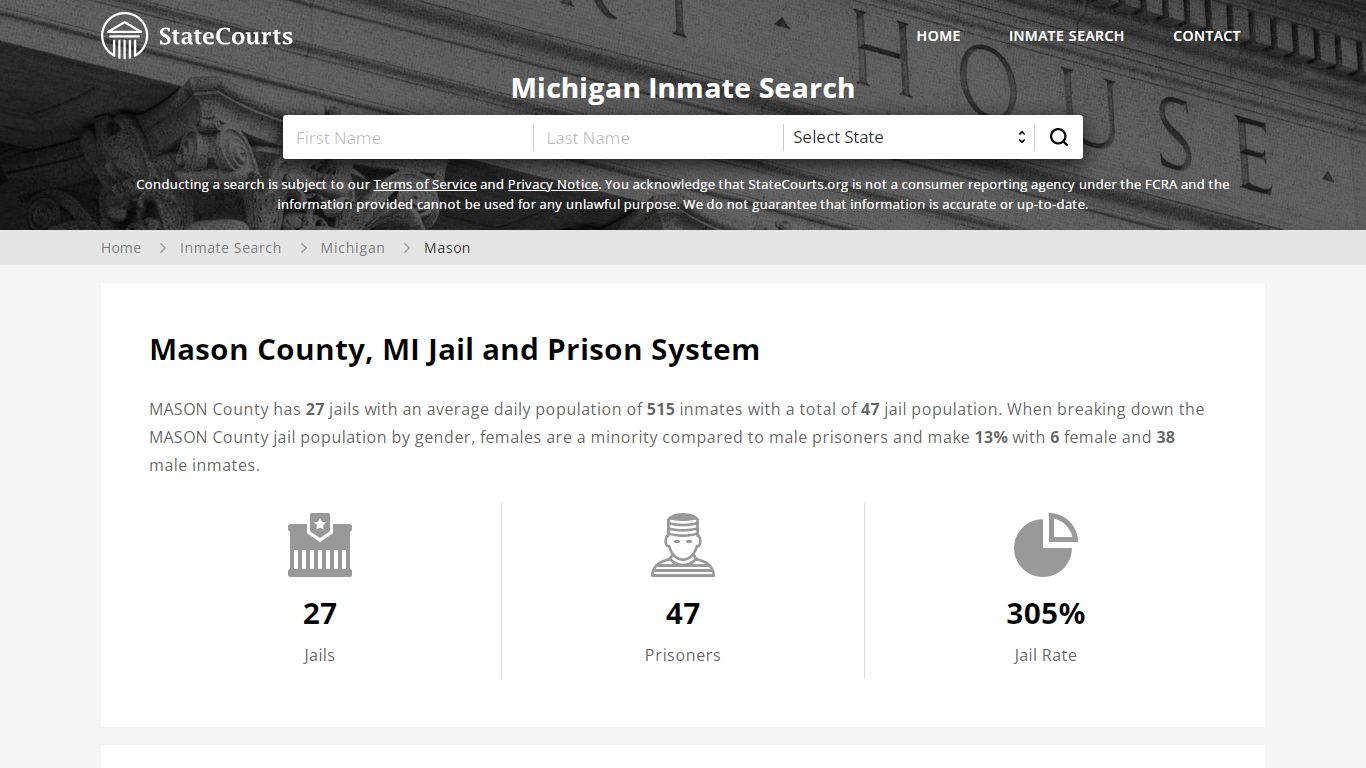 Mason County, MI Inmate Search - StateCourts